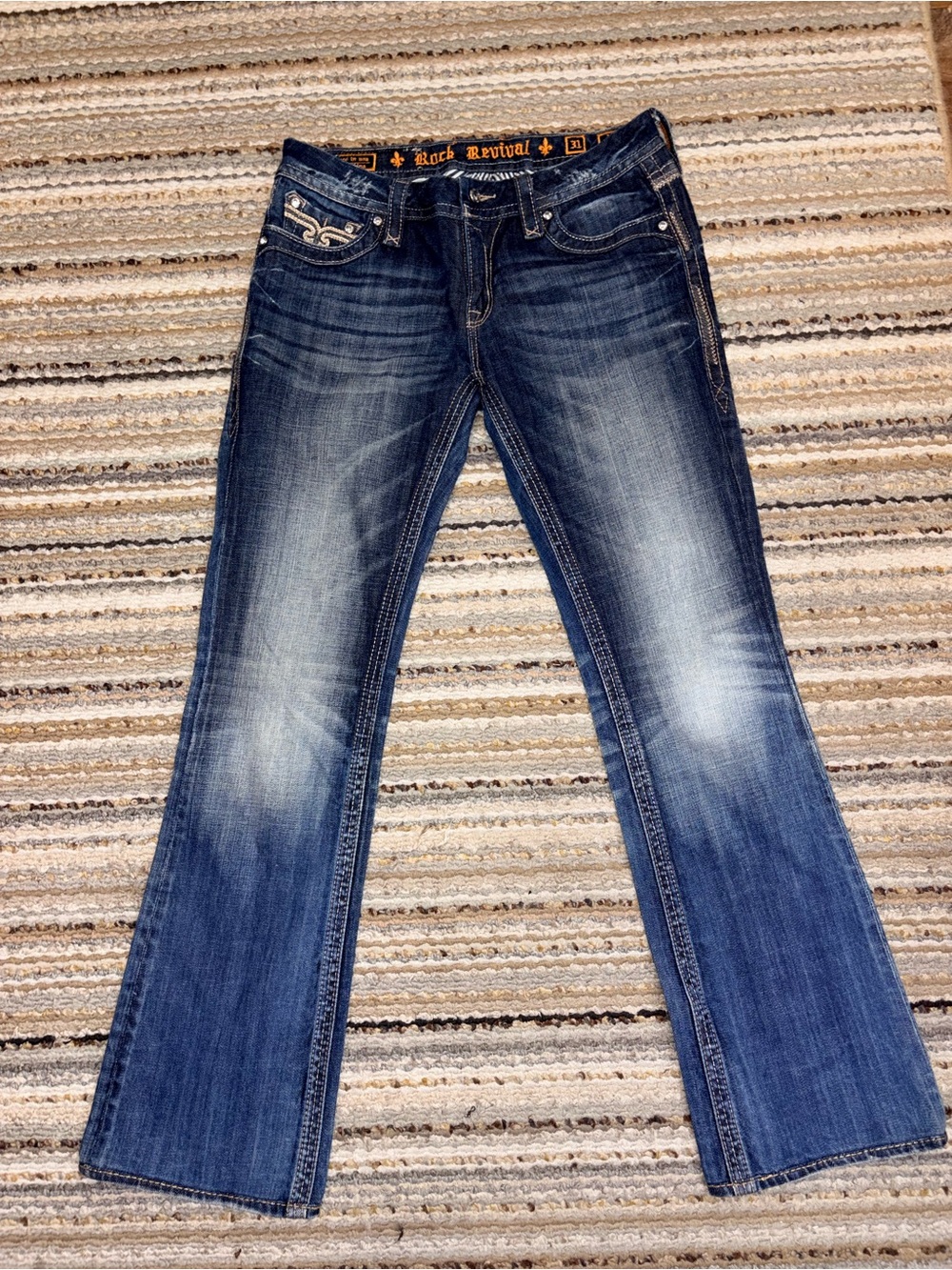 Rock Revival Ashley Bootcut Jeans Size 31 (Fits US 12) | Dark Wash Stretch Denim